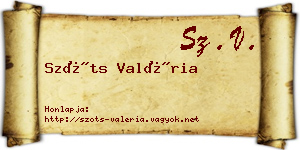 Szőts Valéria névjegykártya