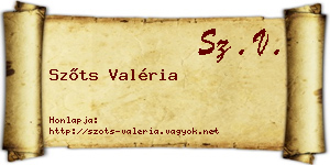 Szőts Valéria névjegykártya